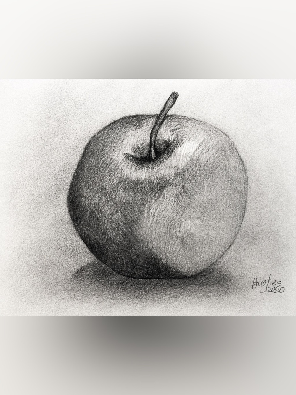 16x20 Graphite Apple Art Print | B & W Pencil Drawing | Wall Decor | Signed Art